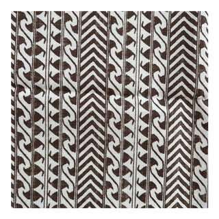 Lisa Fine Luxor Hand Printed Linen Fabric in Brown - 1 3/4 Yards For Sale
