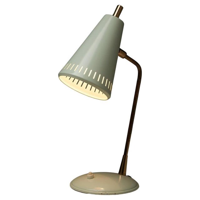 Adjustable Table Lamp in Patinated Brass and Green Metal, 1950s For Sale - Image 9 of 9