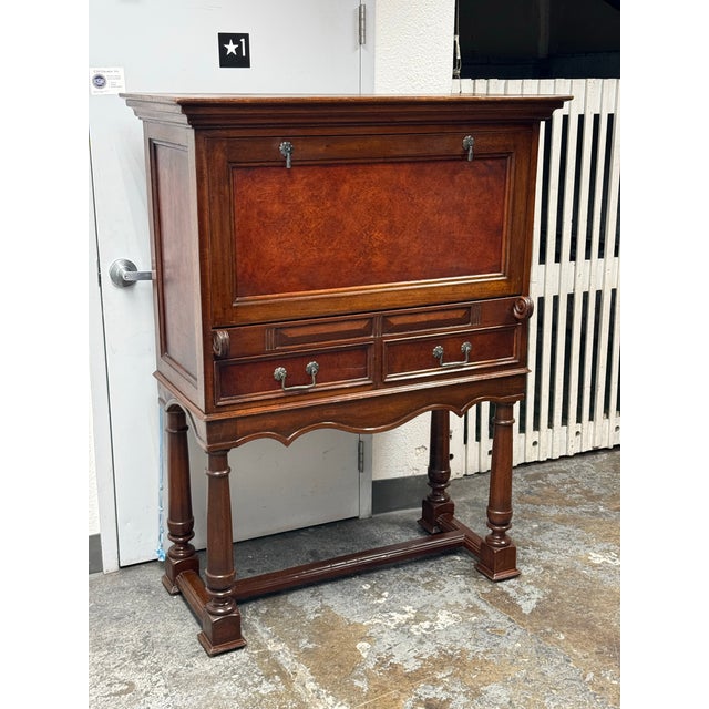 Late 20th Century South Cone Trading Traditional Mahogany Wine Bar Secretary Cabinet For Sale - Image 5 of 12