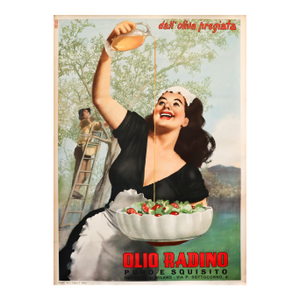 1950 Original Oversize Italian Advertising Poster - Olio Radino (Olive Oil) - Boccasile