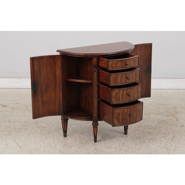 Theodore Alexander Theodore Alexander 4 Drawer 2 Door Mahogany Demilune Cabinet For Sale - Image 4 of 18