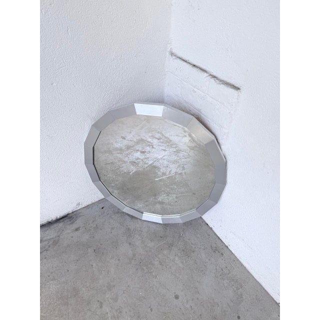 Hexagonal Brushed Metal Mirror, 1970s For Sale - Image 13 of 18