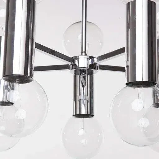 Mid-Century Modern Robert Sonneman Chrome Chandelier 1970s For Sale - Image 3 of 6