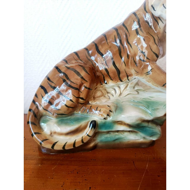 Glazed Ceramic Tiger, 1940-1950 For Sale - Image 3 of 11