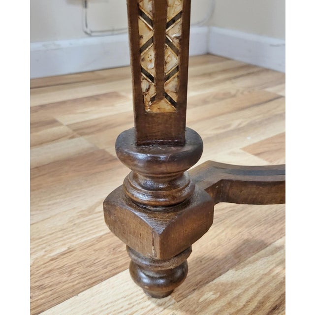 Antique Moroccan Moorish Style Carved & Mother of Pearl Inlaid Table For Sale - Image 17 of 17