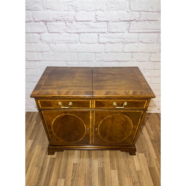 Wood Mid 20th Century Henredon Aston Court Flip Top Server Cart For Sale - Image 7 of 9