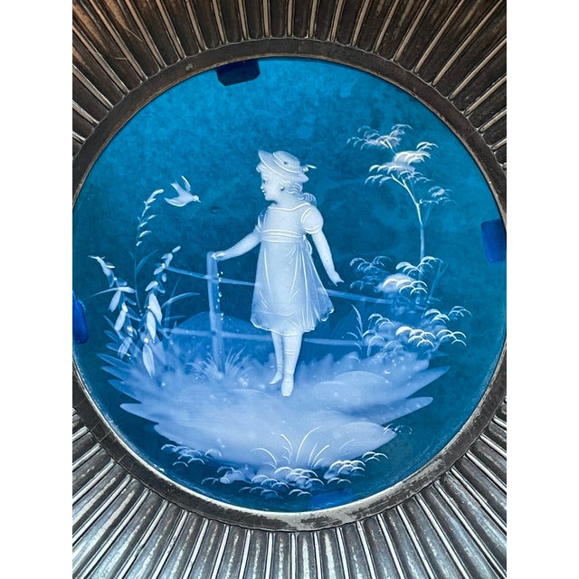 1880s Mary Gregory Cameo Glass Middleton Plate Silver Sculpture Plate For Sale - Image 4 of 12