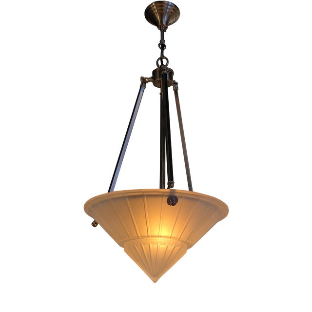 Late 20th Century French Art Deco Style Pendant Light by Vianne For Sale