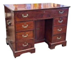 Early 19th Century English Mahogany Campaign Kneehole Desk