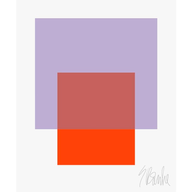 The Interaction of Brilliant Lavender and Orange Fine Art Print 25" X 30" by Liz Roache For Sale In Boston - Image 6 of 6