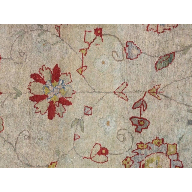 Antique Persian Sultanabad Handmade Oriental Light Blue, Ivory & Red Rug For Sale - Image 4 of 5