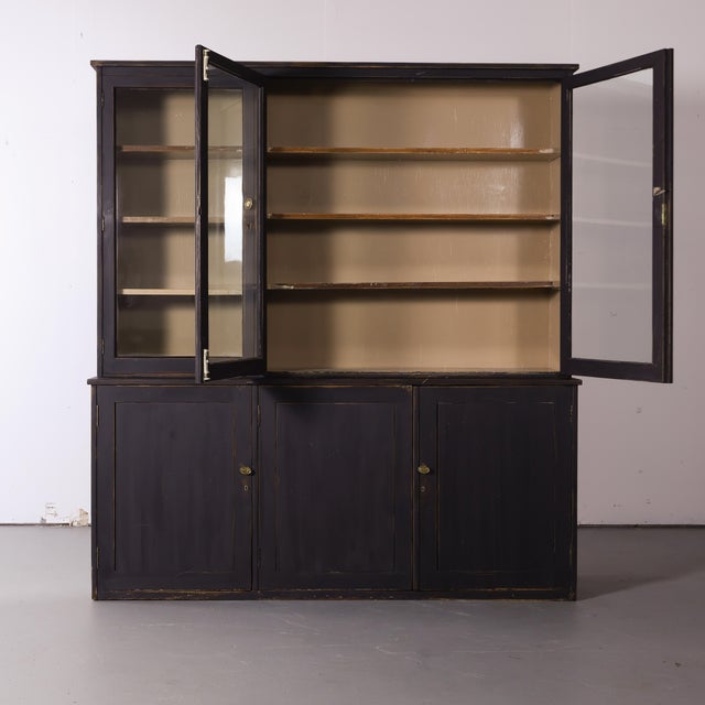 English Glazed Painted Bookcase With Adjustable Shelving - Circa 1880 For Sale - Image 4 of 13