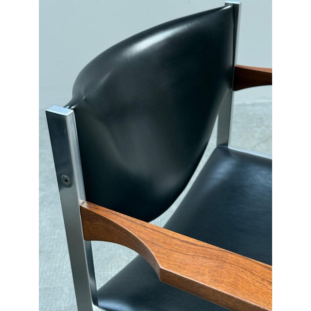 Bauhaus Office Armchairs in Leather, Nutwood and Chrome from Lübke, Germany, 1960s, Set of 2 For Sale - Image 9 of 13
