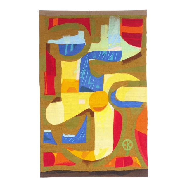 Vintage Swedish Rollakan Rug by Eva Kaskova, 04'03 X 06'07 For Sale