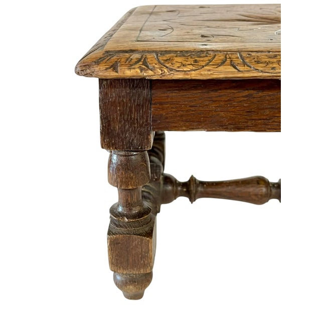 Late 19th Century Antique French Provincial Carved Oak Joint Small Stool or Riser For Sale - Image 5 of 15