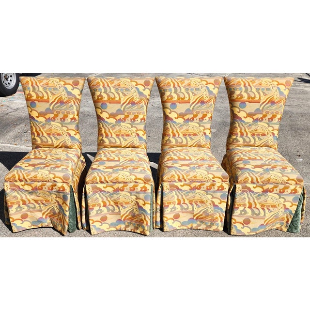 Mid-Century Modern Draped Parsons Dining Chairs - Set of 4 For Sale - Image 3 of 17