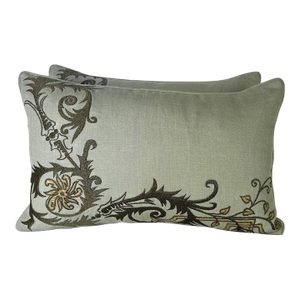 Pair of Gold Embroidered Pillows