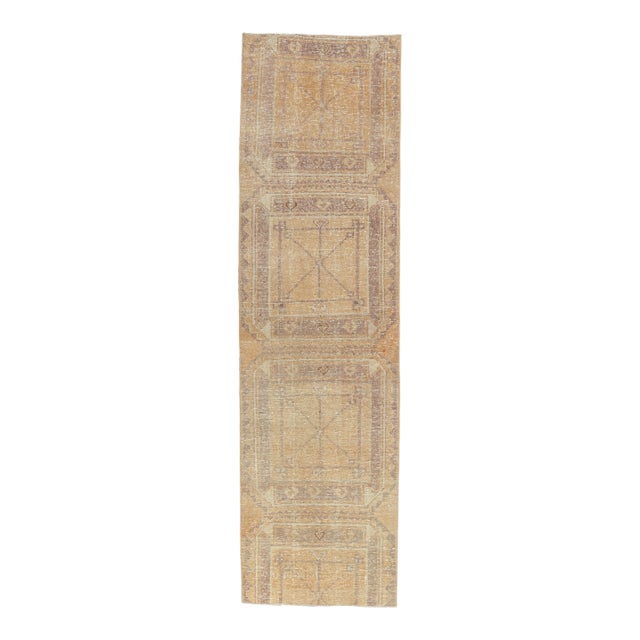 1970s Turkish Oushak Wool Runner Rug For Sale
