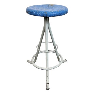 Industrial Grey Workshop Stool, 1960s For Sale