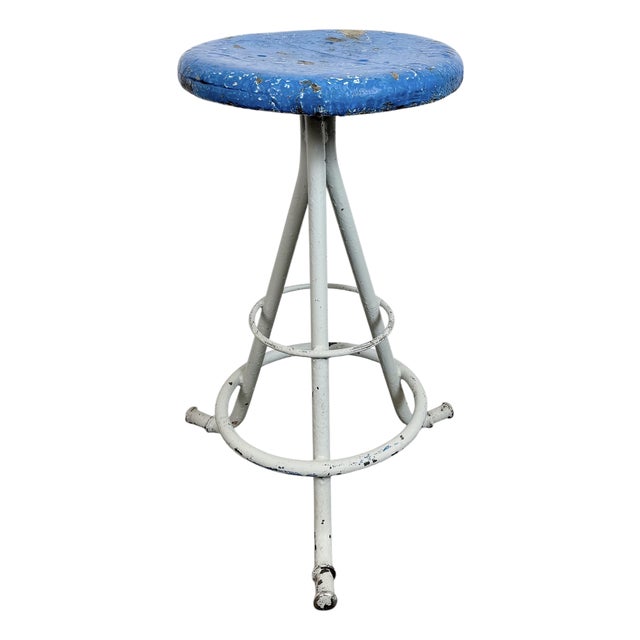 Industrial Grey Workshop Stool, 1960s For Sale