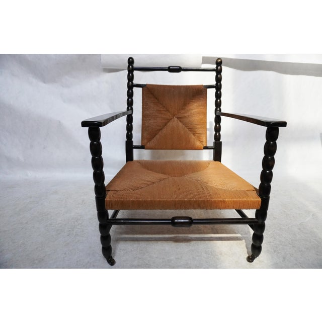 Nantucket Bobbin Lounge Chair Custom Upholstered in a Lee Jofa Fabric For Sale - Image 11 of 11