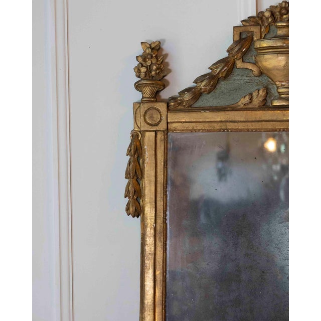 French Louis XVI Giltwood Mirror with Urn & Garland Pediment, 18th c. For Sale - Image 14 of 16