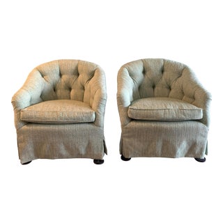 1980s Vintage Tufted Club Chairs - a Pair For Sale