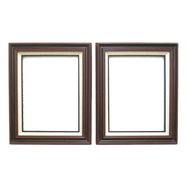 Pair of Dark Wood Picture Frames Fits 12" X 16" Rabbet Opening For Sale