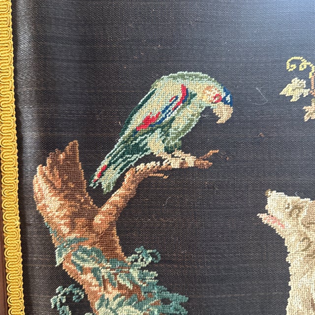 Victorian Style Needlepoint Parrot With Dog Fire Screen For Sale - Image 12 of 12