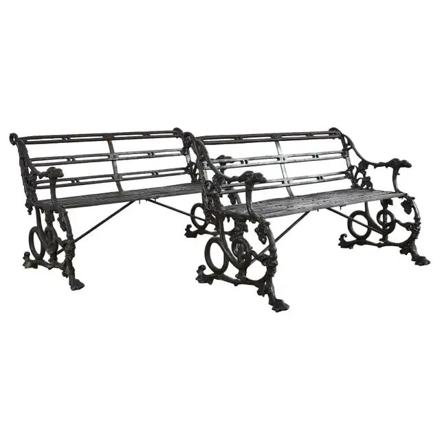 Pair of Coalbrookdale Serpent and Grape Pattern Iron Garden Benches For Sale - Image 13 of 13