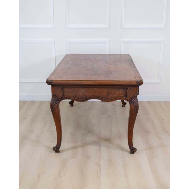 Louis XV Style Flat Center Desk in Walnut and Elm For Sale - Image 9 of 9