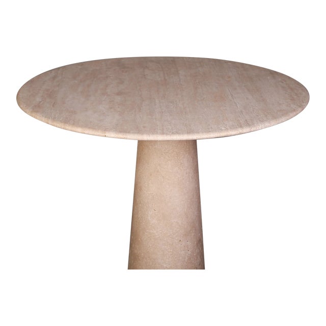 Le Cou Travertine Round Dining Table 31.4" For Sale