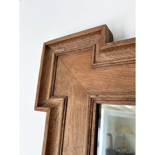Architectural Oak Wall Mirror with Crossette Corners, France, 1920s For Sale - Image 3 of 11