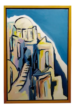 Fay Singer - Greek Town by the Aegean Sea -Oil Painting