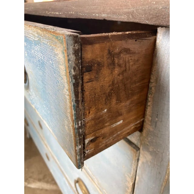 19th Century Blue Painted Italian Walnut Chest of Drawers For Sale - Image 10 of 12