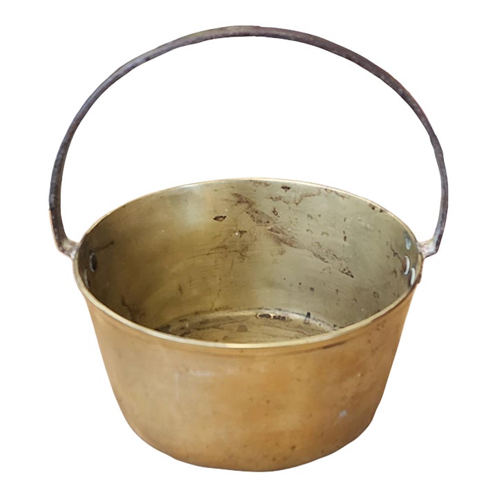 Very Fine Antique Brass & Wrought Iron Jam Kettle Pail Bucket, C1880s ...