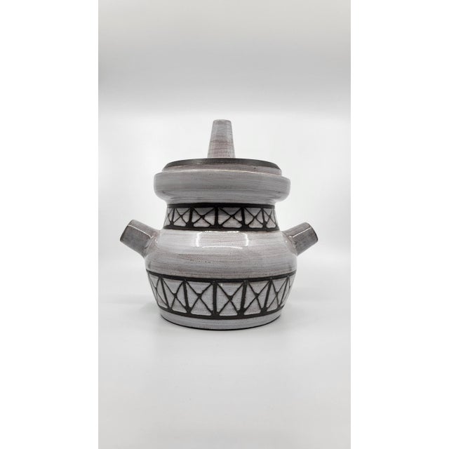 1960s French Ceramic Soup Tureen with Geometric Decor by Emile Masson, Vallauris, France, 1960s For Sale - Image 5 of 11