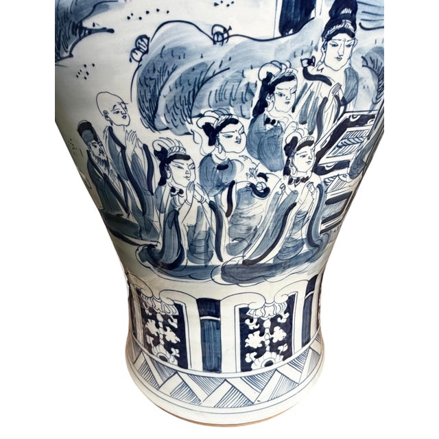 Blue Vintage Lg Chinese Blue and White Porcelain Palace Urn/ Ginger Jar 36" H For Sale - Image 8 of 14