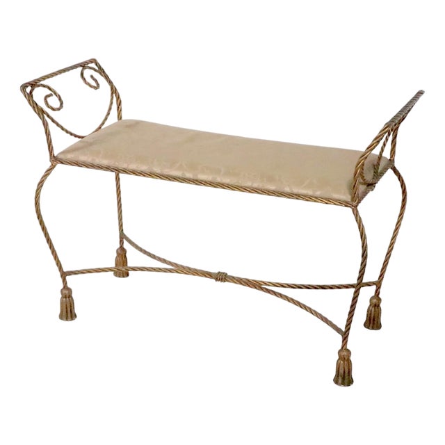 Gold Finish Metal Tassel Bench Made in Italy C 1950/60's For Sale