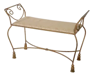 Gold Finish Metal Tassel Bench Made in Italy C 1950/60's