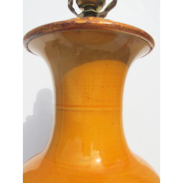 Chinese Antique Chinese Mustard Glazed Vase Lamp For Sale - Image 3 of 8