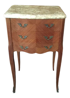 1920s Louis XV Style Satinwood Nightstand With Marble Top
