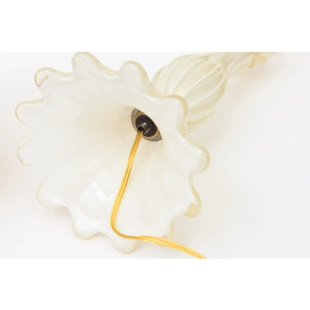 Vintage 1940's Murano Rare Barovier E Toso Glass Tiered Tables Lamps With Gold Aventurine and Brass Ring FittingsMCM For Sale - Image 11 of 11