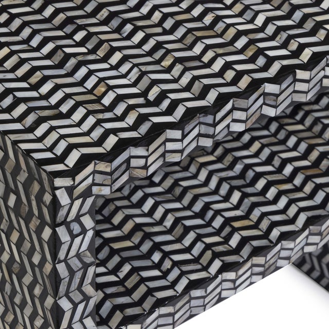 2020s Derry Black Mother of Pearl Nightstand For Sale - Image 5 of 7