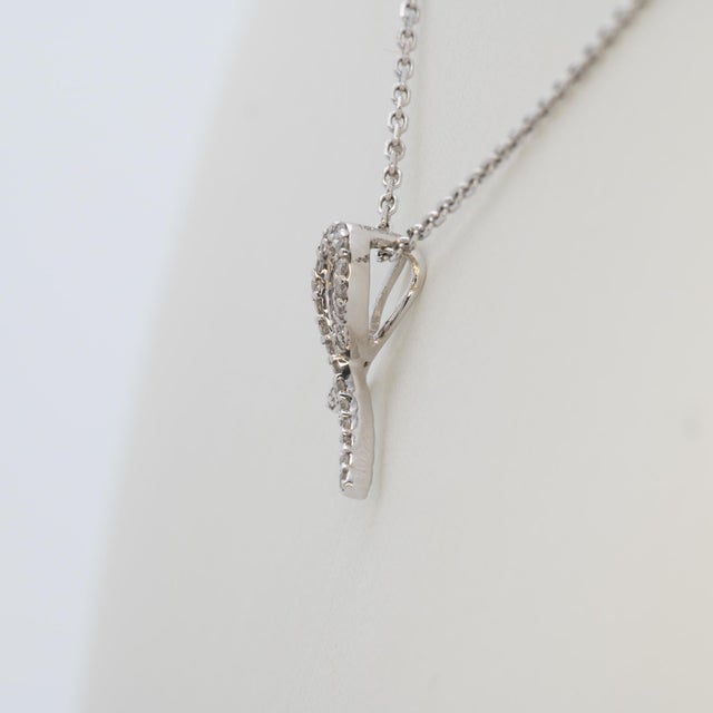 Metal Ribbon Pendant With Earth Mined Diamonds: Solid 14k White Gold - Fine Jewelry For Sale - Image 7 of 8