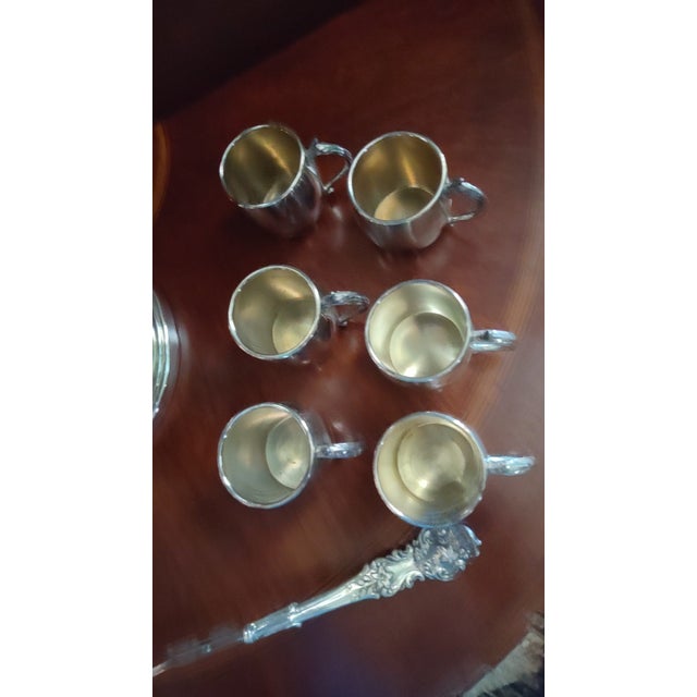 Vintage Fb Rogers Silver Co Silverplate Punch Bowl Set With 12 Cups & Ladle 5614 For Sale - Image 10 of 13
