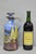 Antique Nippon Hand Painted Blue Halloween Pattern Porcelain Moriage Wine Jug with Cork Stopper. Circa Early 20th Century....