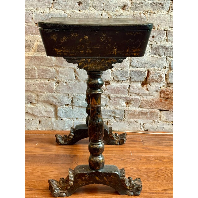 19th Century Victorian Chinoiserie Style Sewing Table For Sale - Image 13 of 16