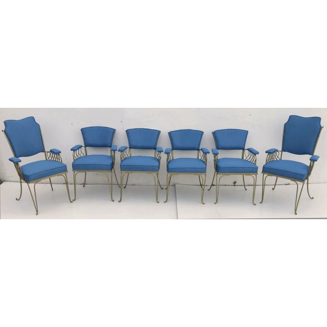 Sky Blue 1940s Vintage Blue Dining Chairs- Set of 6 For Sale - Image 8 of 8