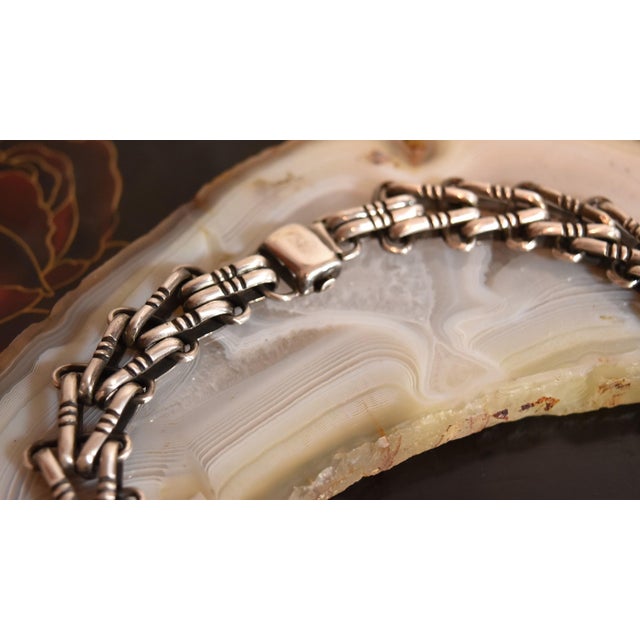 Mid 20th Century Mid 20th Century Artisan Hand Crafted Chunky Sterling Silver Chain Choker Necklace Mexico For Sale - Image 5 of 16
